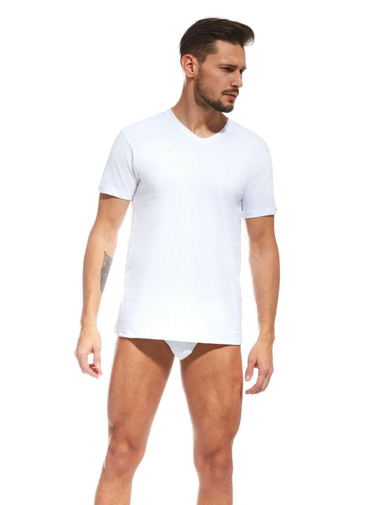 Camiseta de hombre 100% algodón con cuello de pico y manga corta - 201N
