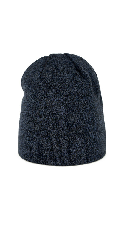 Cappello invernale da uomo in colori mélange, realizzato in tessuto doppio ed elastico