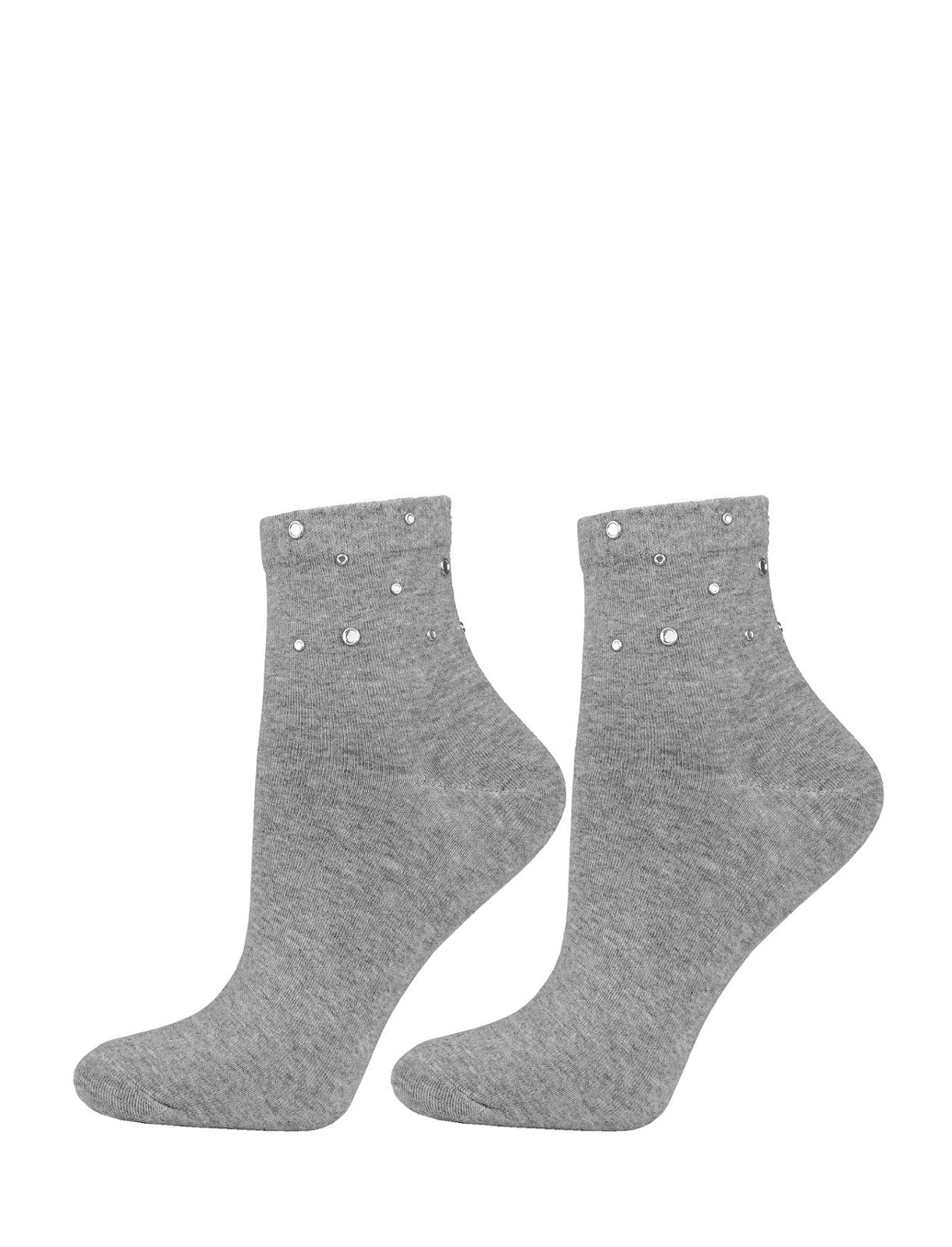 Calzini corti in cotone elasticizzato da donna - CSL500-016 - Grigio.