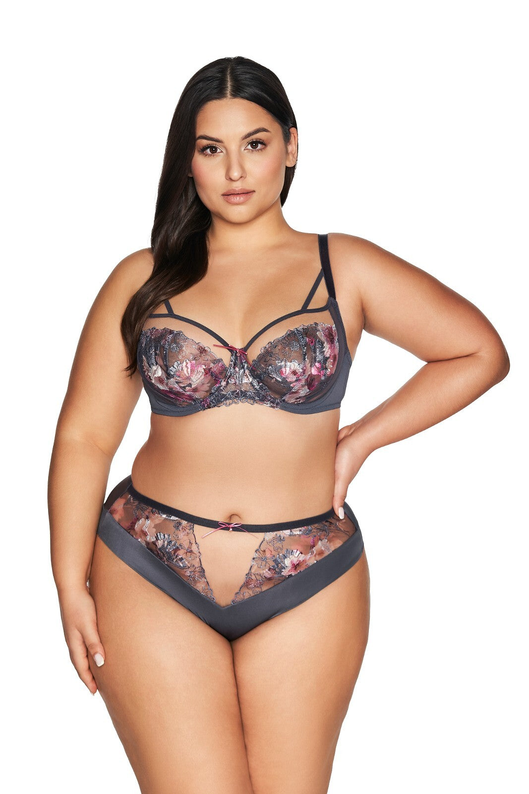 Slip da donna in pizzo e microfibra - GRAY FLOWER - 2123.