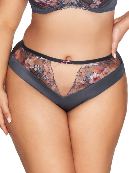 Slip da donna in pizzo e microfibra - GRAY FLOWER - 2123.