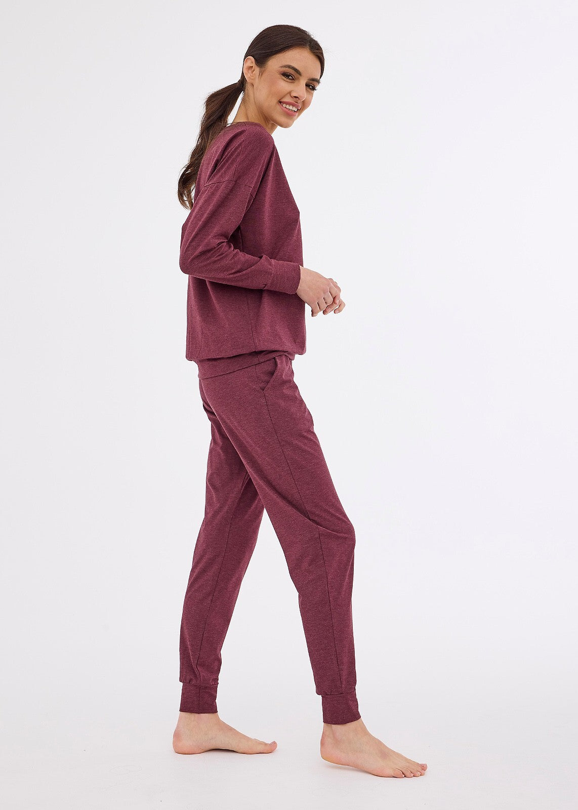 Homewear da donna in modal e cotone - Gabi - Bordeaux.