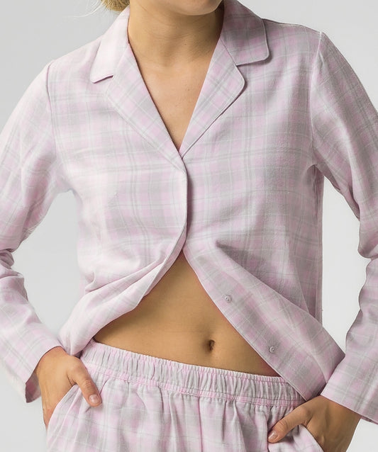 Pigiama da donna in flanella peach effect - LORY - Rosa.