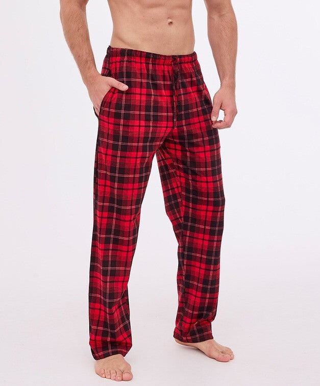 Pantaloni da notte da uomo, realizzati in cotone di alta qualità e perfetti per un sonno confortevole. Con un classico motivo a quadri, questi pantaloni combinano stile e funzionalità per le tue notti.czarny-2