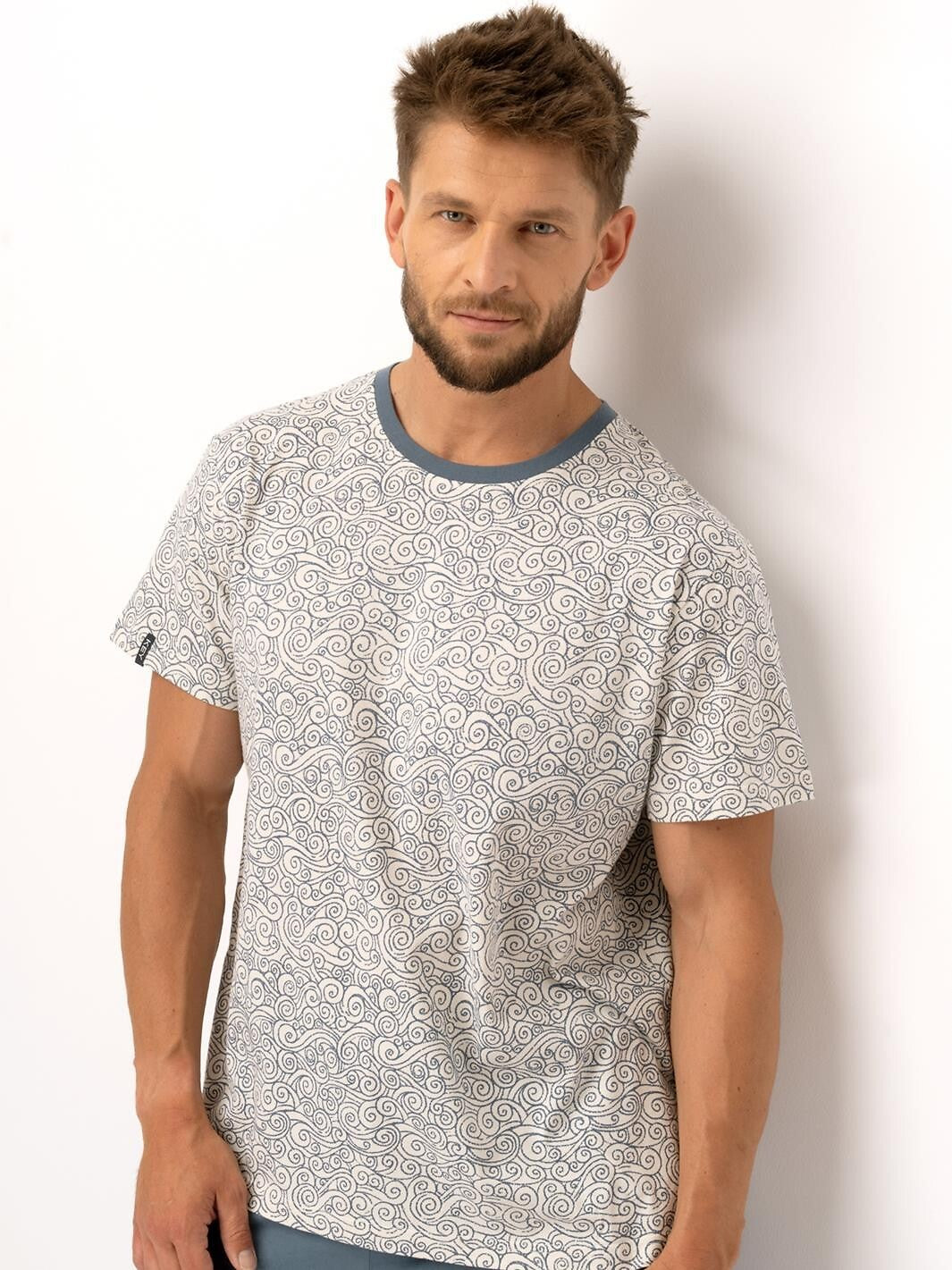 3-Piżama Key MNS 748 A25 kr/r M-2XL ecru-jeans-3