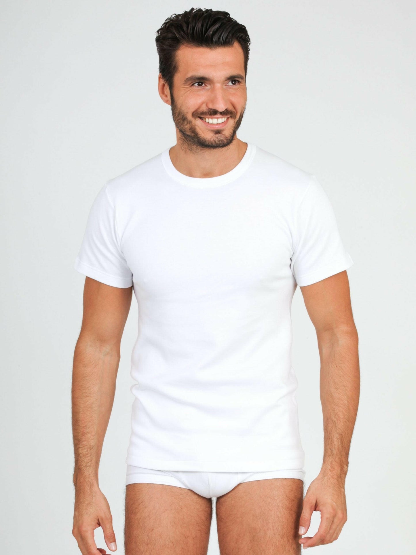 Camiseta de hombre de ALGODÓN POLAR de manga corta - Made in Italy - 485