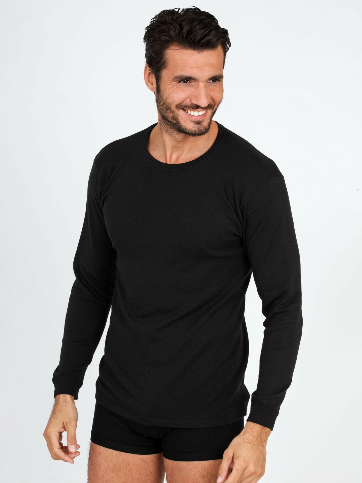 Men's T-shirt in FLEECE COTTON long sleeve - Made in Italy - 486