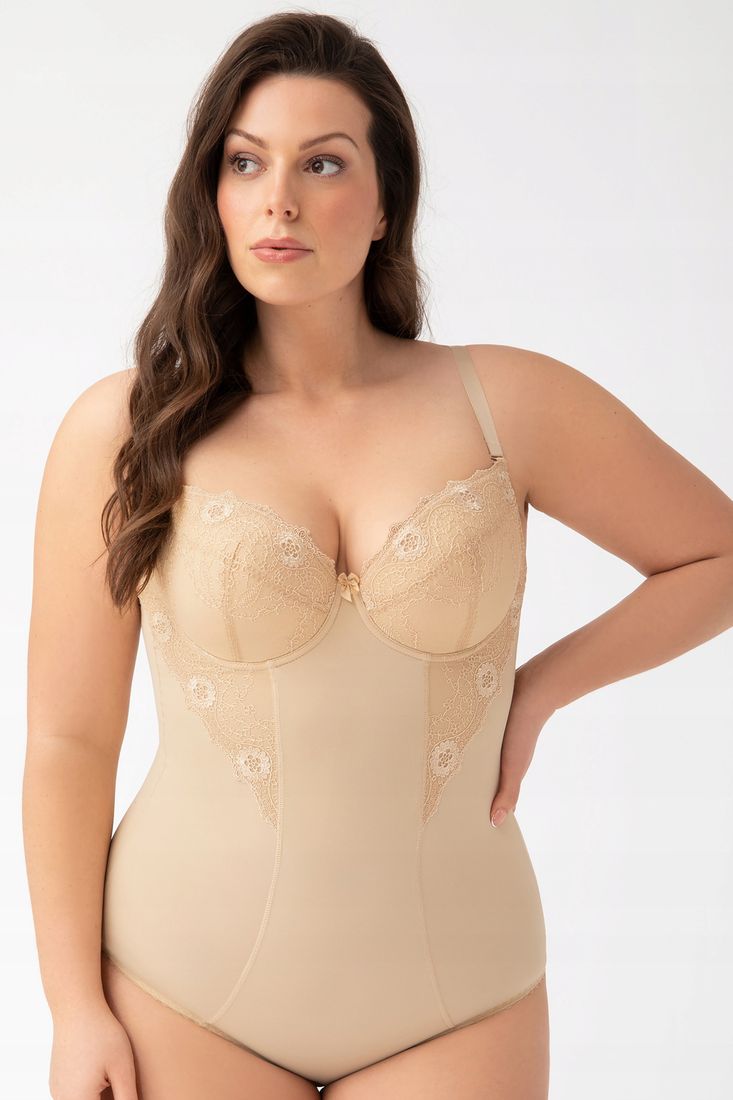 Body con feretto coppe imbottite - Livia - Beige