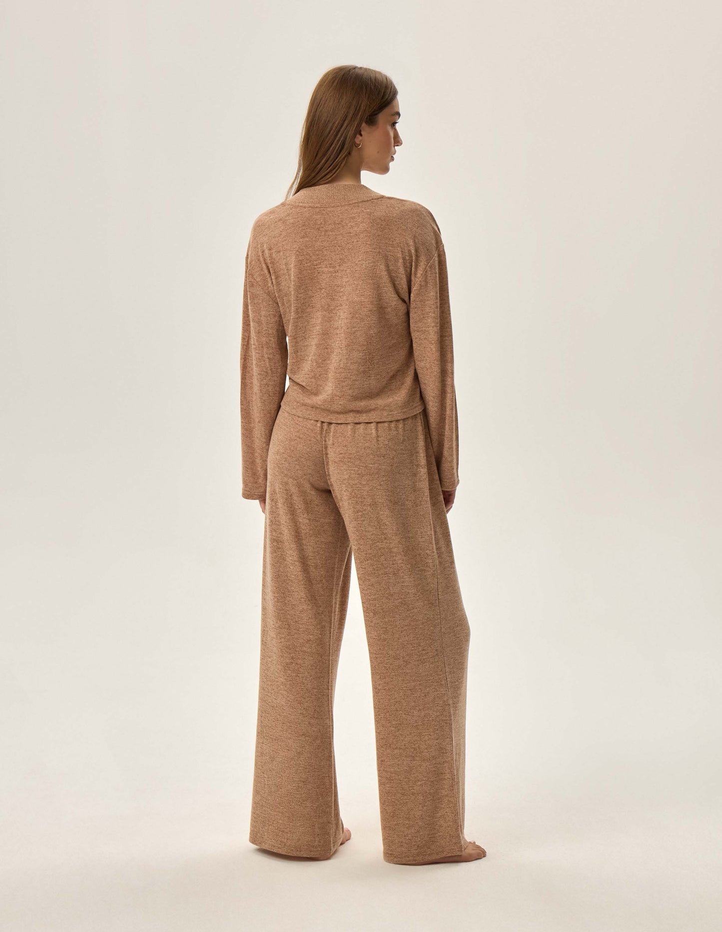 Pigiama Homewear da Donna in Tessuto Mélange - Fudge - Beige.