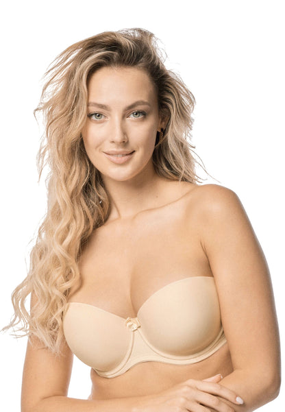 Reggiseno a fascia con imbottitura push up estraibile - Eva - Beige.