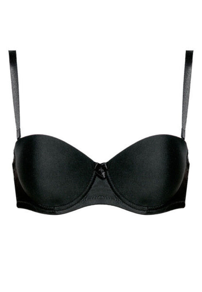 Reggiseno a fascia con imbottitura push up estraibile - Eva - Nero.