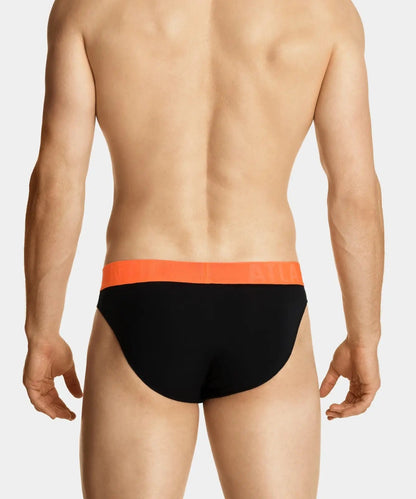 Slip uomo in Modal -  MP-1566/23 - taglie dalla S alla 2XL -  - Nero-Arancio.