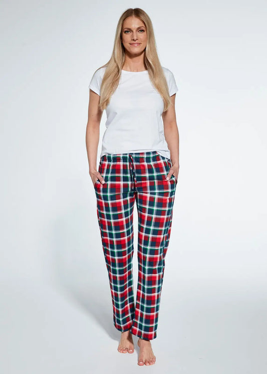 Spodnie piżamowe Cornette 690/38 S-2XL damskie Rosso-kratka